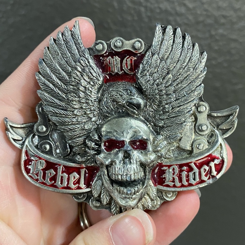 Vintage Harley Davidson Belt Buckle Rebel Rider